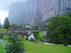 Rzeka, Most,Drzewa, Góra, Lauterbrunnen, Szwajcaria