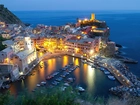 Oświetlone, Miasto, Port, Liguria, Włochy