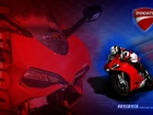 Ducati 1199 Panigale, Czerwony, Logo, Motocyklista.