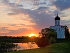 Cerkiew, Rzeka, Zachód Słońca