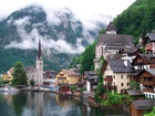 Jezioro, Góry, Zabudowanie, Hallstatt, Austria