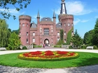 Klomb, Kwiaty, Zamek, Moyland, Niemcy