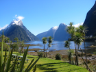 Jezioro, Góry, Roślinność, Milford Sound, Nowa Zelandia