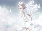 White Clarity, dziewczynka, skrzydła, niebo