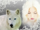 Biały, Siberian Husky, Kobieta