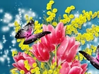 Tulipany, Motyle, Art