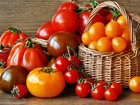 Kolorowe, Pomidory, Różne, Odmiany, Koszyk