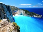 Grecja, Zaynthos, Plaża Navagio, Wrak, Skały, Morze