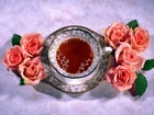 Herbata, Filiżanka, Różyczki