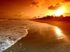 Zachód, Słońca, Morze, Plaża