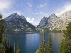 Jezioro, Góry, Drzewa, Jeeny Lake, Wyoming