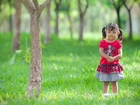 Park, Drzewa, Mała, Dziewczynka