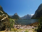 Jezioro, Góry, Milford Sound, Nowa Zelandia