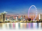 Drapacze, Chmur, Światła, Niebo,  Zmierzch, Singapur