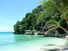 Morze, Drzewa, Tropikalne, Hotel, Na, Skale, Filipiny