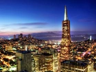 Panorama, San, Francisco, Nocą, Transamerica, Pyramid