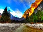 Rzeka, Góry, Lasy, Yosemite, Kalifornia
