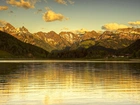 Zachód, Słońca, Góry, Jezioro, Szwajcaria
