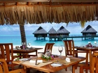Restauracja, Plaża, Ocean, Bora Bora