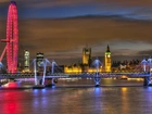 Pałac Westminster, Big Ben, London Eye, Most, Tamiza