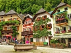 Domy, Skwerek, Miasteczko, Hallstatt, Austria