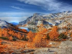 Góry, Jezioro, Drzewa, Jesień