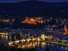 Panorama, Heidelberg, Niemcy, Noc