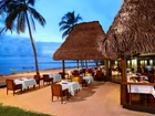 restauracja, Plaża, Ocean, Tropik