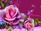 Purpurowe, Róże, Kompozycja, Art