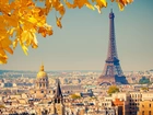 Wieża, Eiffla, Paryż, Panorama, Jesień