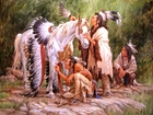 Obraz, Larry Fanning, Indianie, Koń, Pióropusz