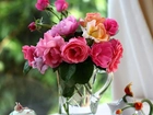 Kwiaty, Bukiet, Róż, Wazon