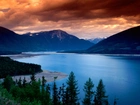 Jezioro, Góry, Chmury, Kanada