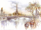 Rysunek, Wieża, Eiffla, Paryż