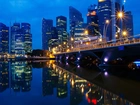 Rzeka, Most, Wieżowce, Kuala Lumpur, Miasto, Nocą