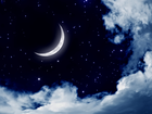 Chmury, Niebo, Noc, Księżyc