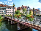 Kolorowe, Kamienice, Most, Rzeka, Strasburg, Francja