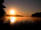 Zachód Słońca, Jezioro, Trawka