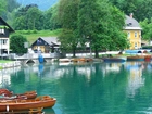 Domy, Łódki, Jezioro, Bled, Słowenia
