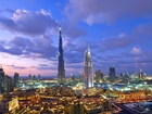 Świt, Panorama, Miasta, Burj, Al Khalifa