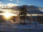 Droga, Chmury, Śnieg, Promienie słońca