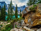 Góry, Skały, Las, Jezioro, Park Narodowy Banf, Kanada