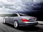 Mercedes, SL550, Droga, Ciemne, Chmury