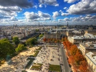 Wieża, Eiffla, Ulice, Ludzie, Panorama, Miasta, Paryż, Francja