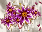 Fioletowe, Kwiaty, Grafika, 3D