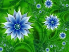 Niebieskie, Kwiaty, Grafika, 3D