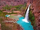 Wodospad, Havasu, Potok, Skały, Roślinność, Arizona