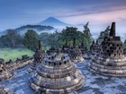 Indonezja, Pałac, Borobudur, Posągi, Dżungla, Góra, Mgła