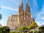 Kościół, Sagrada, Familia, Domy, Drzewa