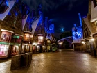 Miasto, Noc, Domy, Ulica, HDR, Disneyland, Kalifornia, USA